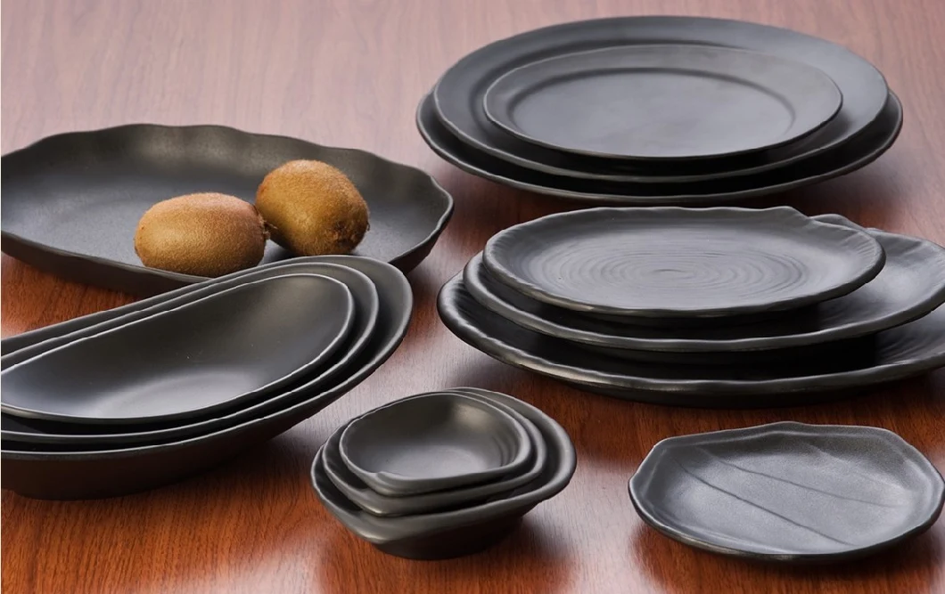 Irregular Plate Melamine Material Restaurant Hotel Japanese Style Black Melamine Plate