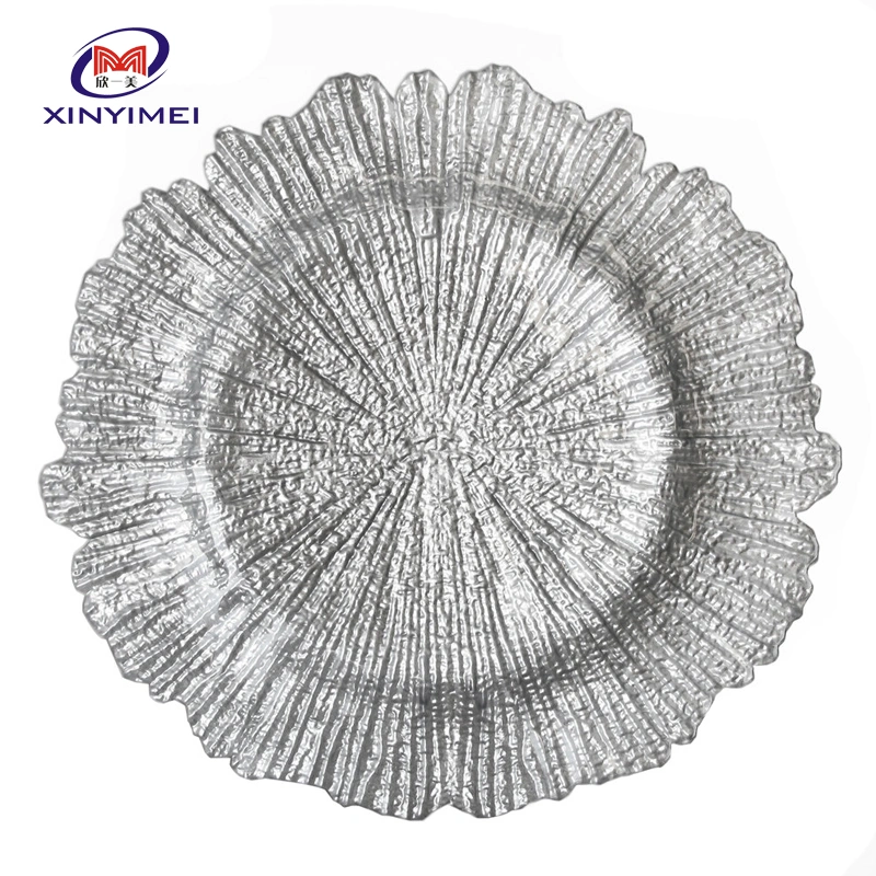 Luxury Hotel Restaurant Banquet Decoration Dinner Silver Glass Charger Plates